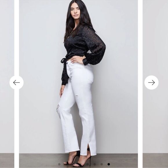 Good American Good Boy White Distressed Straight Jeans Size 2/26 - Picture 2 of 12